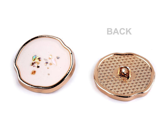 Boutons métalliques sur pied 15 mm - dorés avec paillettes