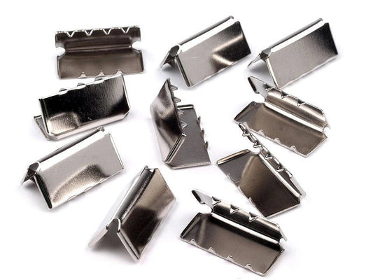 Embout pour sangle et ruban en métal 20 mm - argenté (10 pièces)