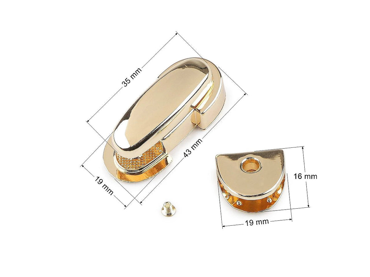 Image avec fermeture/verrou métallique pour sac 19 × 43 mm – disponible en ligne chez Šarlotes audumi