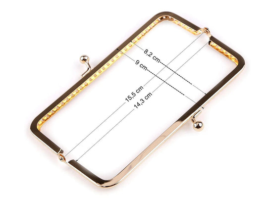 Image avec cadre pour sac à main en métal à coudre, 15,5 × 9 cm - ton or rose – disponible chez Šarlotes audumi