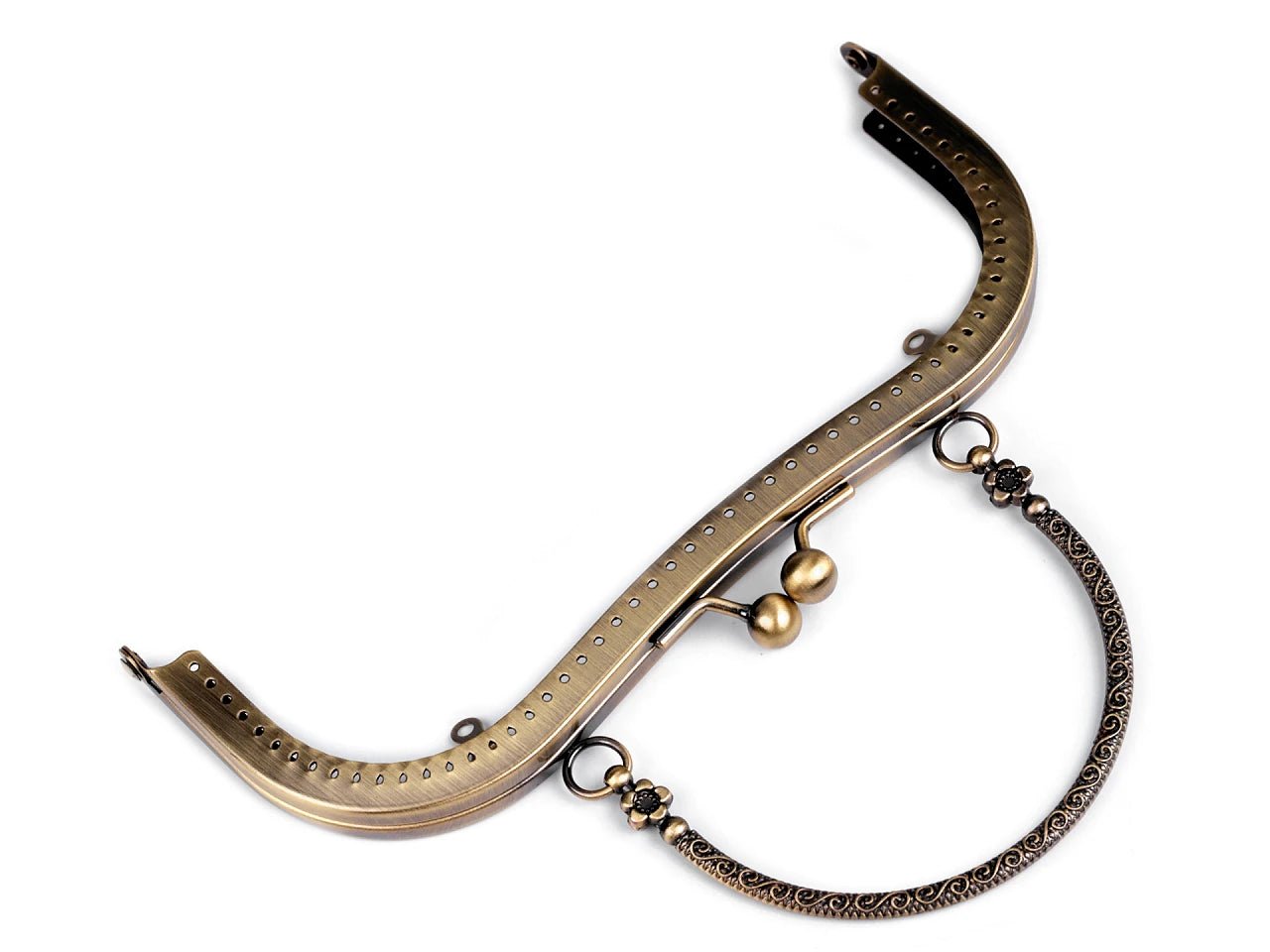 Image of a metal purse frame for sewing with handle 5 × 8 cm | assorted shades – available at Charlotte’s Fabrics