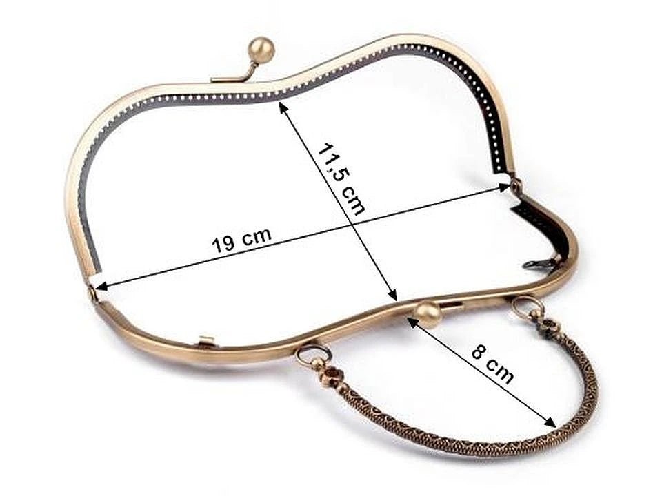 Image of a metal purse frame for sewing with handle 5 × 8 cm | various shades – available at Šarlotes audumi