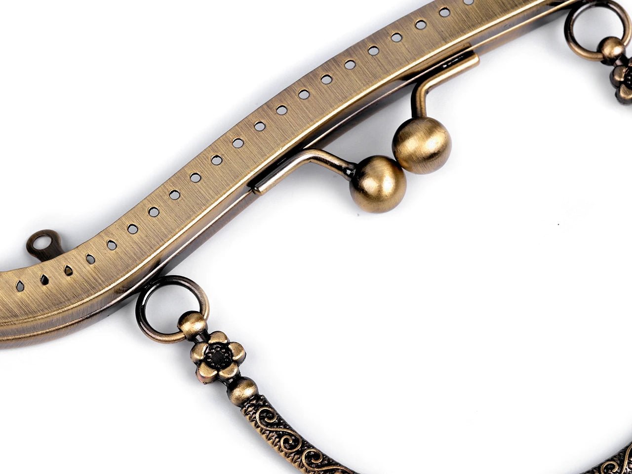 Image of a metal purse frame for sewing with handle, 5 × 8 cm | assorted shades – available at Šarlotes audumi