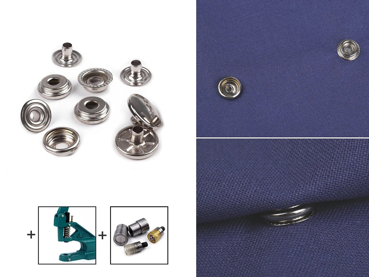 Boutons-pression métalliques Ø15 mm (AM6) – O - SPRING, pour tissus plus épais|10 pcs