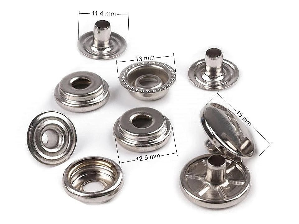 Boutons-pression métalliques Ø15 mm (AM6) – O - SPRING, pour tissus plus épais|10 pièces
