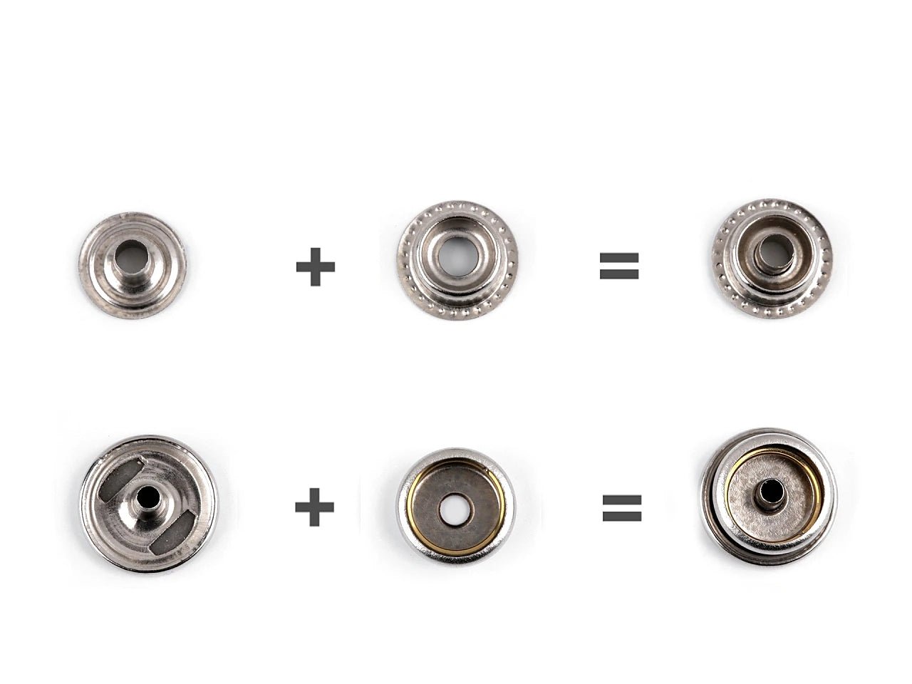 Boutons-pression métalliques Ø15 mm (AM6) – O - SPRING, pour tissus plus épais|10 pcs