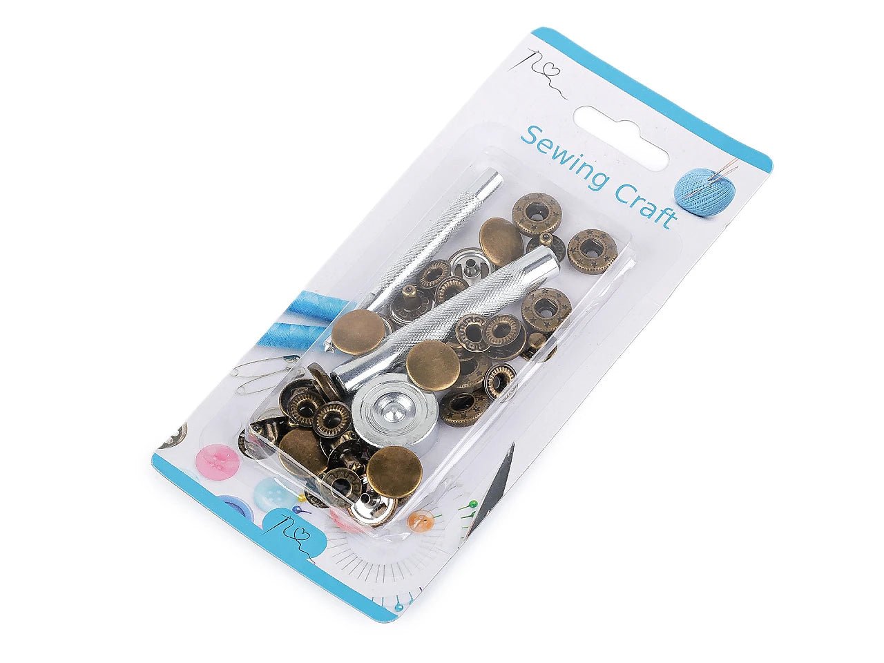 Image avec boutons-pression en métal Ø15 mm avec outil manuel|en différentes teintes – disponible chez Šarlotes audumi