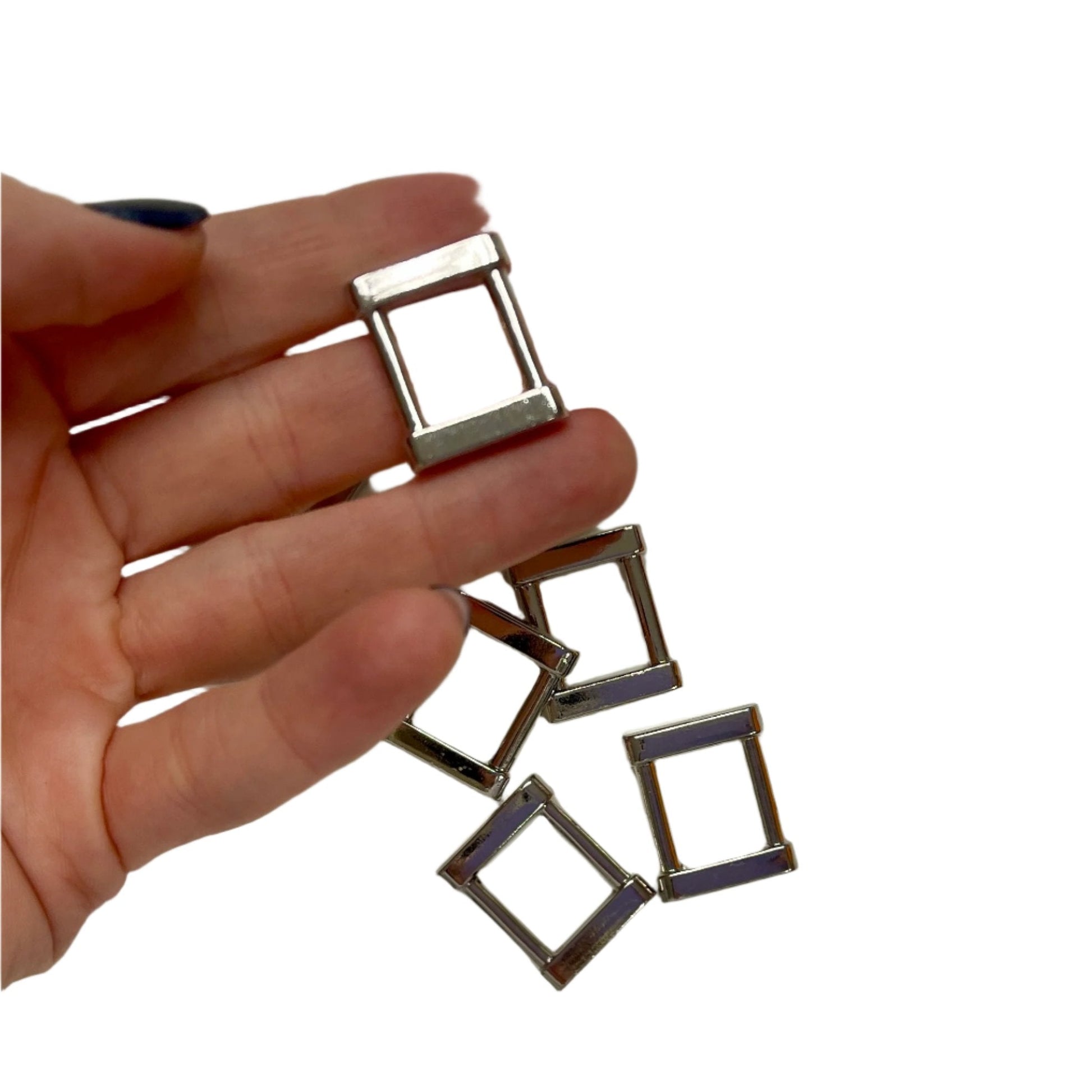 Rectangle métallique 15 mm - teinte argentée (lot de 10 pièces)