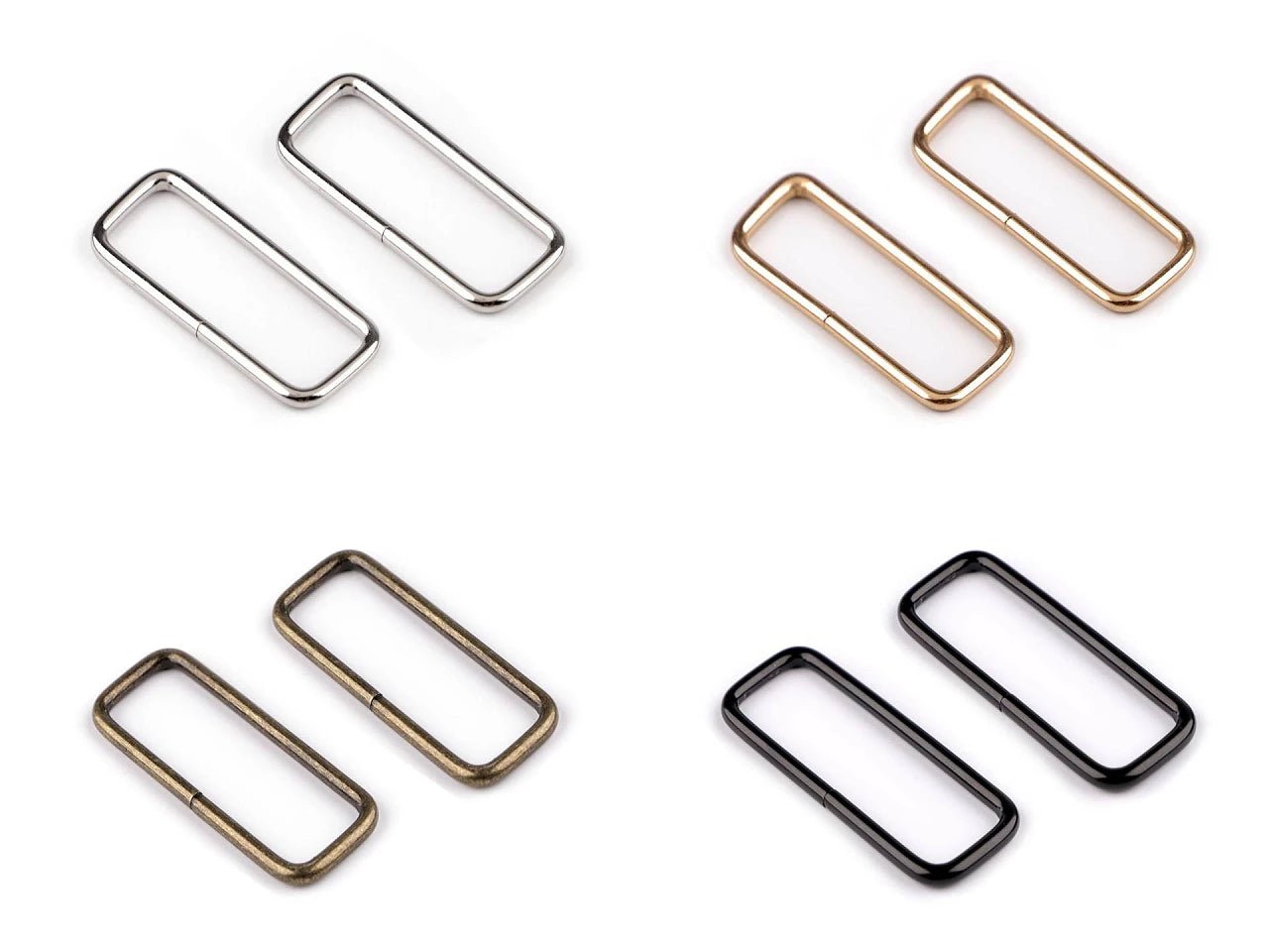 Image avec rectangle métallique 50 mm – quincaillerie pour sacs et sangles – disponible chez Šarlotes audumi