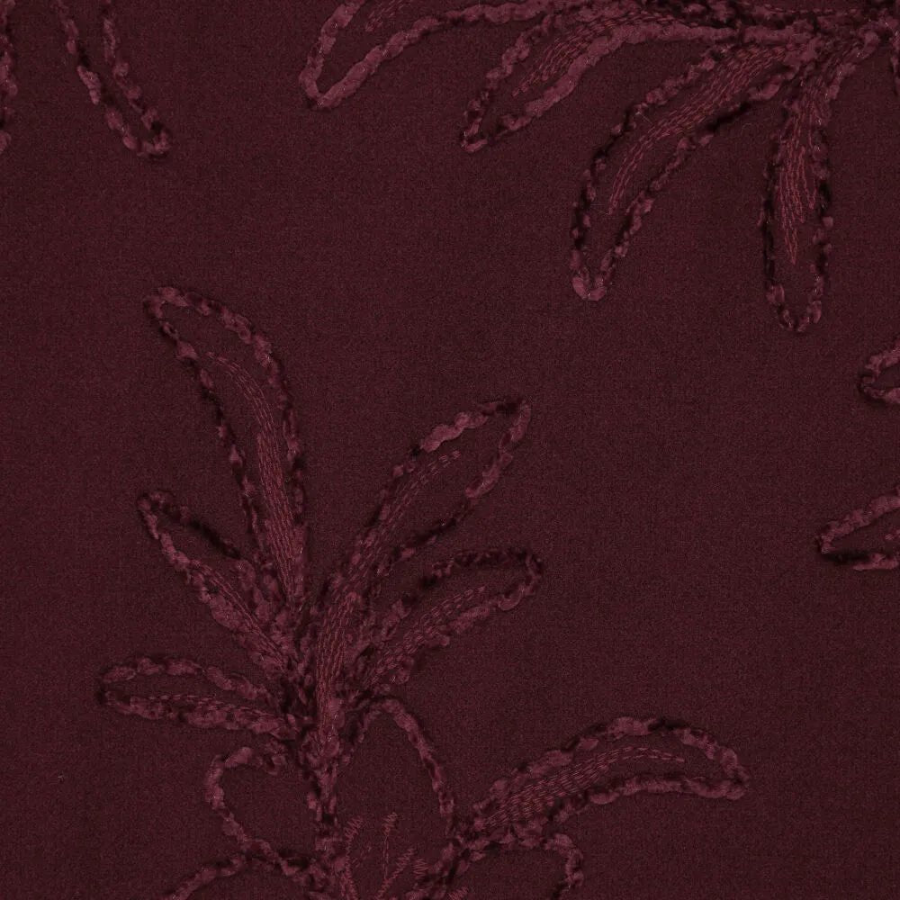 Image of coat fabric with embroidery – burgundy – available online at Šarlotes audumi