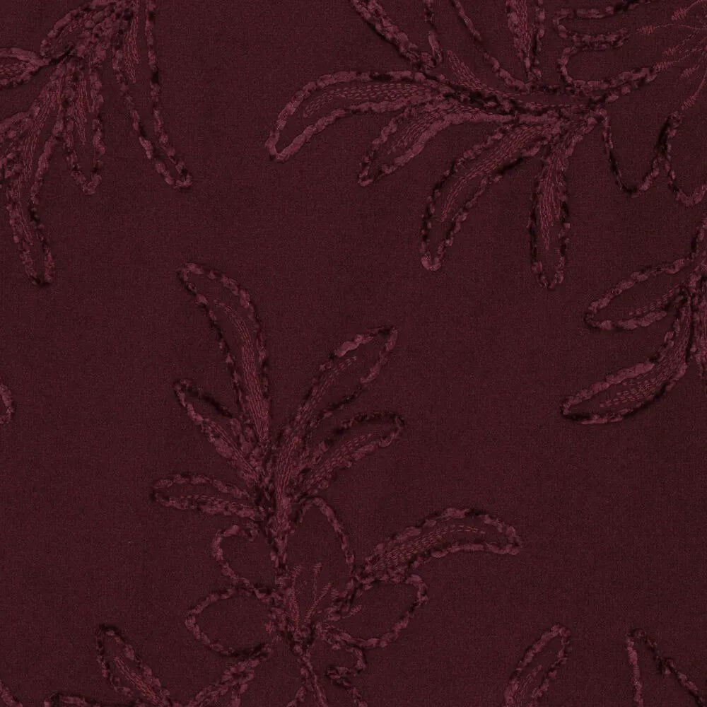 Image of coat fabric with embroidery – burgundy – available online at Šarlotes audumi