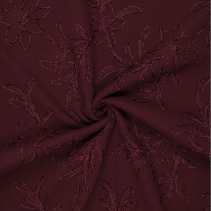 Image of coat fabric with embroidery – burgundy – available online at Šarlotes audumi