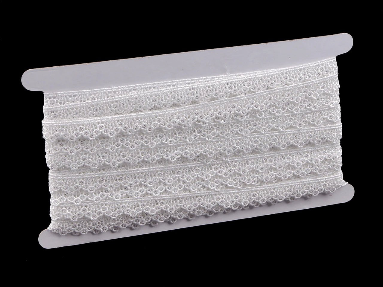 Image de dentelle à paillettes 1,4 cm - blanche – disponible chez Šarlotes audumi