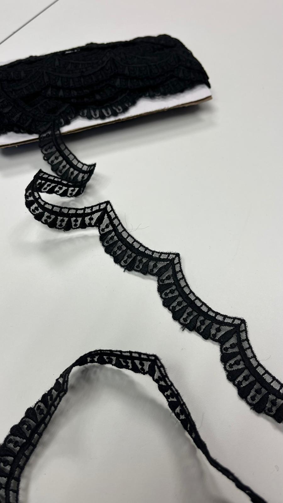 Image de dentelle ondulée de 3 cm, noire – disponible en ligne chez Šarlotes audumi