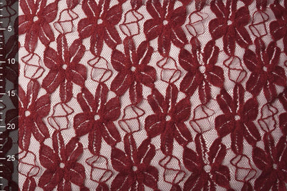 Attēls ar Mežģīņu audums - bordo 120 g/m² – pieejams Šarlotes audumi