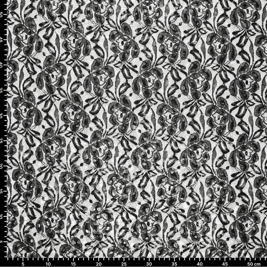 Attēls ar Mežģīņu audums “Lauren Foil Lace” – melns 140 g/m² – pieejams Šarlotes audumi