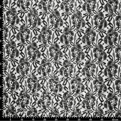 Attēls ar Mežģīņu audums “Lauren Foil Lace” – melns 140 g/m² – pieejams Šarlotes audumi