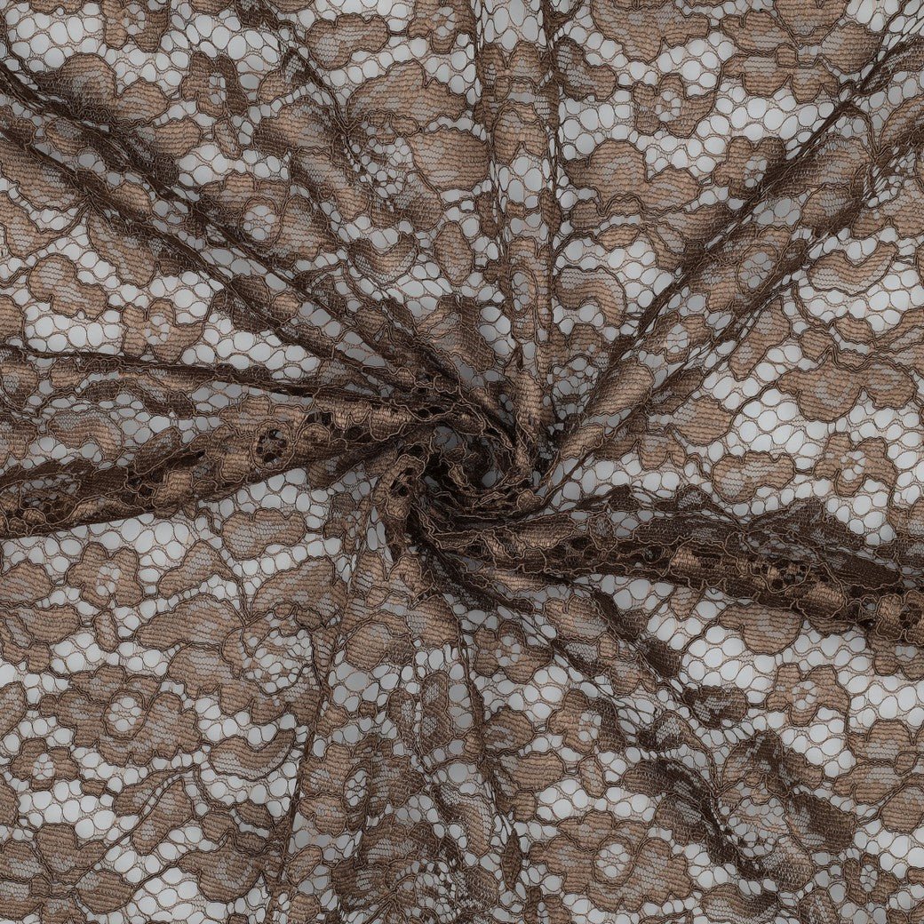 Image de tissu en dentelle - ton chocolat 130 g/m² – disponible chez Šarlotes audumi