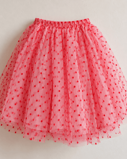 Image de tulle douce à pois - rouge – disponible en ligne chez Šarlotes audumi