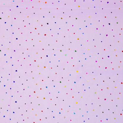 Image of Soft tulle with hearts on a lilac background 40 g/m² – available at Šarlotes audumi