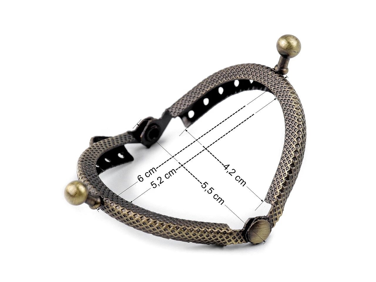 Image d’un cadre mini en métal à coudre pour porte-monnaie, 5,5 × 8 cm - ton laiton vintage – disponible chez Tissus Charlotte