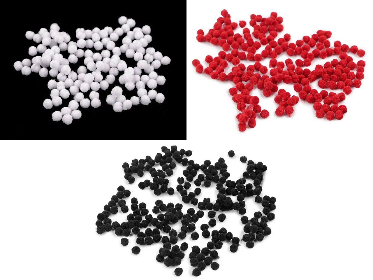 Image avec mini pompons Ø4 mm | blancs | 2000 pièces par paquet | tons assortis – disponible chez Šarlotes audumi