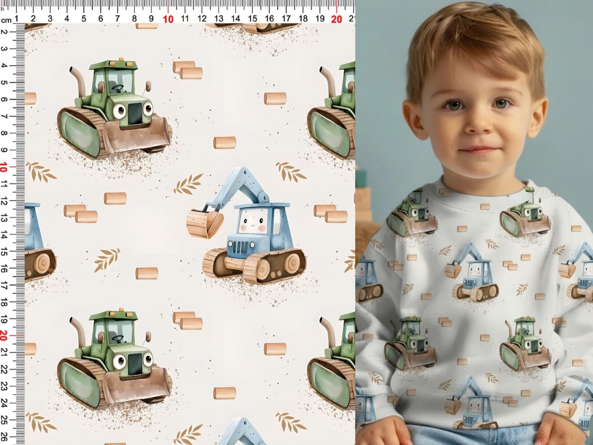 Attēls ar Minky flīss(gludais) - traktori 220 g/m² – pieejams Šarlotes audumi