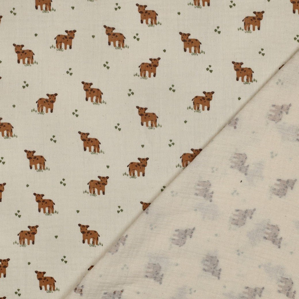 Image of Muslin - cows 120 g/m² - GOTS certified – available at Šarlotes audumi