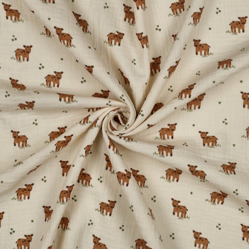 Image with Muslin - cows 120 g/m² - GOTS cert. – available at Šarlotes audumi
