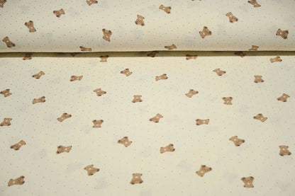 Mousseline - oursons sur fond jaune beurre 125 g/m²