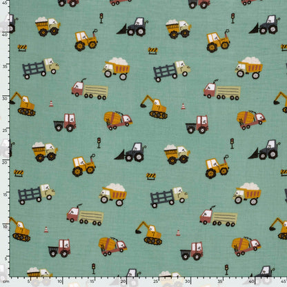 Image de machines et tracteurs en mousseline – disponible en ligne chez Šarlotes audumi