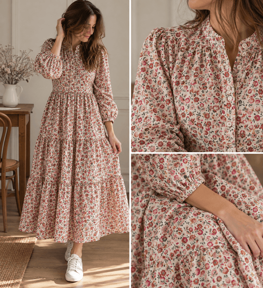 Image avec muslin « Fleurs délicates des prés » — disponible en ligne chez Šarlotes audumi