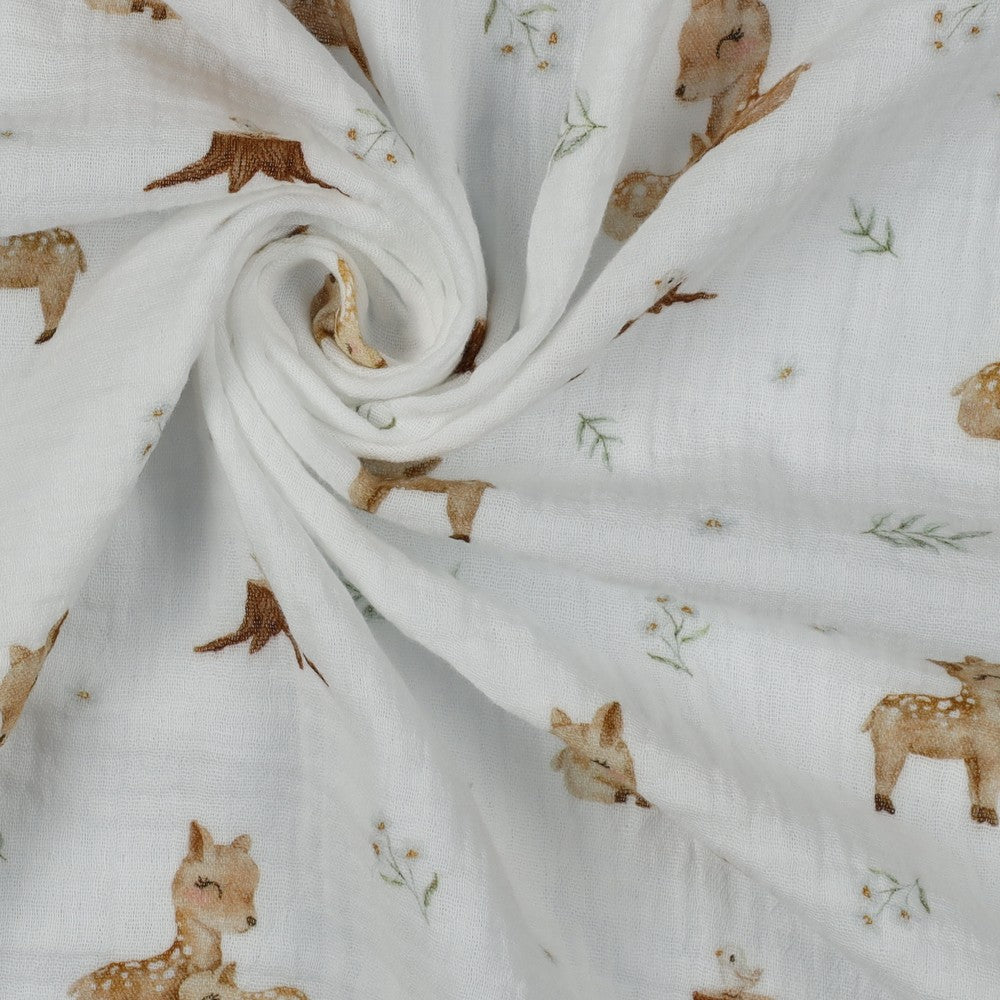 alt
Muslin - deer on a white background 120 g/m² (GOTS certified)