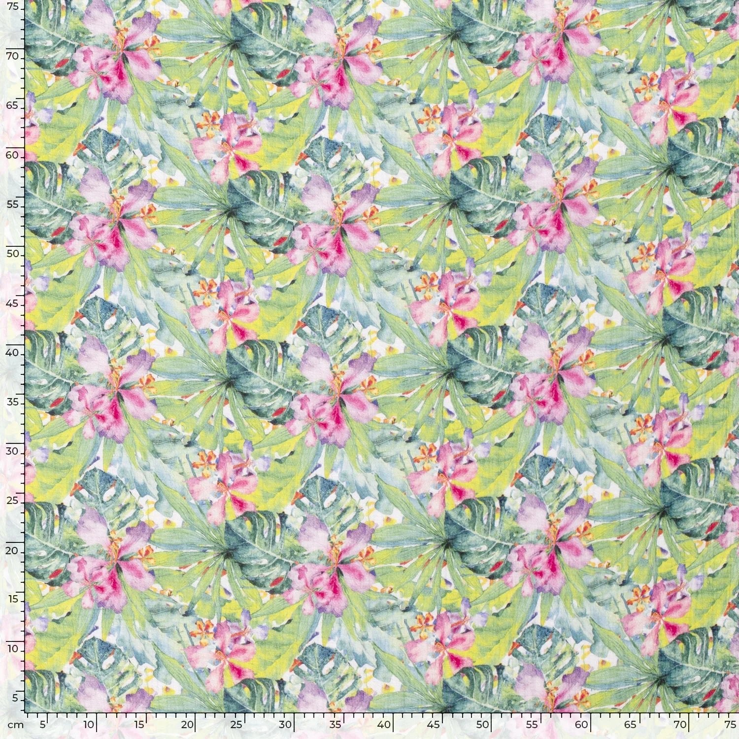 Muslin - tropical leaves 130 g/m²