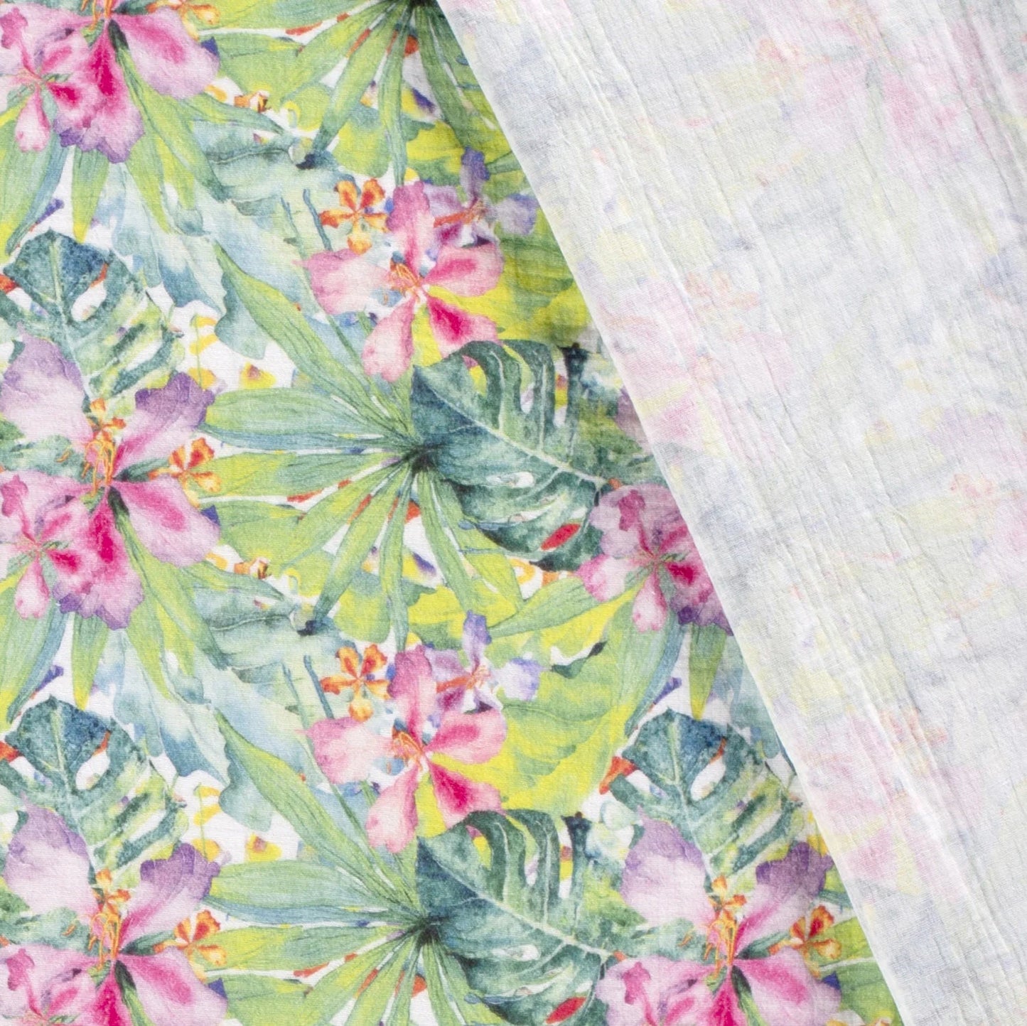 Muslin - tropical leaves 130 g/m²