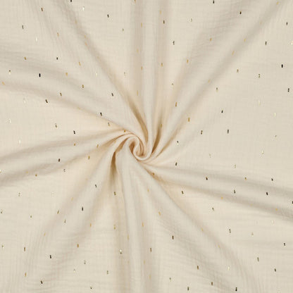 Mousseline - pois dorés sur fond blanc chaud 125 g/m²