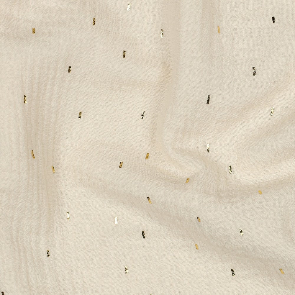 Mousseline - pois dorés sur fond blanc chaud 125 g/m²
