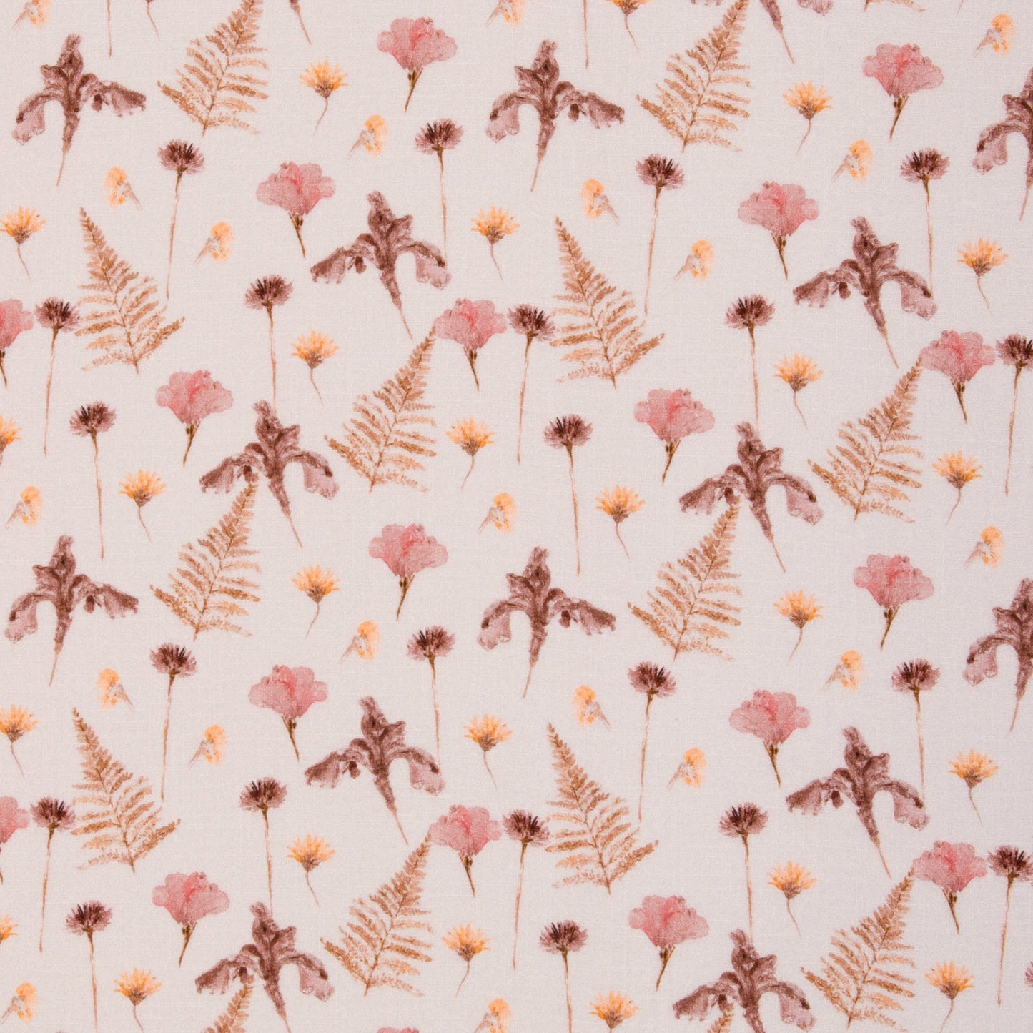 Image with Muslin - flowers with fern 130 g/m² – available at Šarlotes audumi
