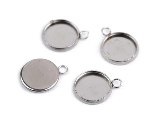 Base de pendentif en acier inoxydable Ø12 mm|4 pcs