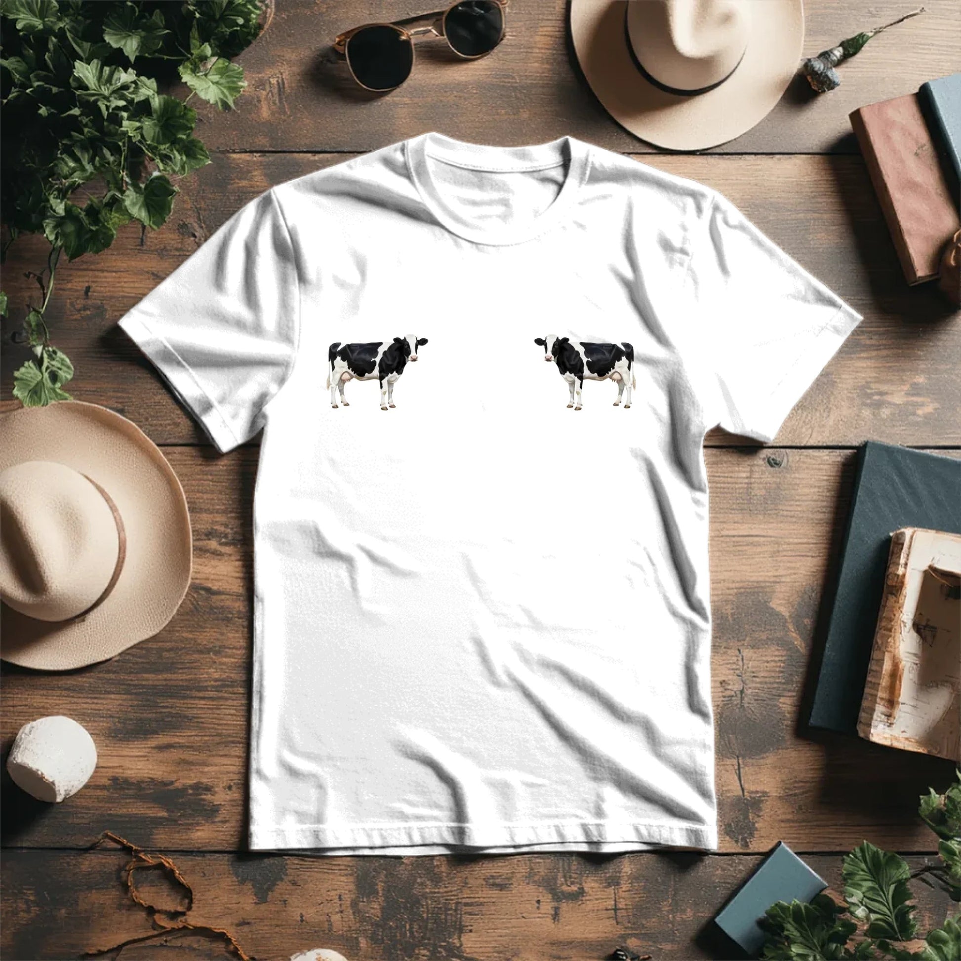Bild mit T-Shirt aus Bio-Baumwolle "Muuuu" – online erhältlich bei Šarlotes audumi