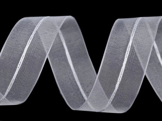 Ruban en organza avec lurex | 26 mm, 5 m|de différentes teintes
