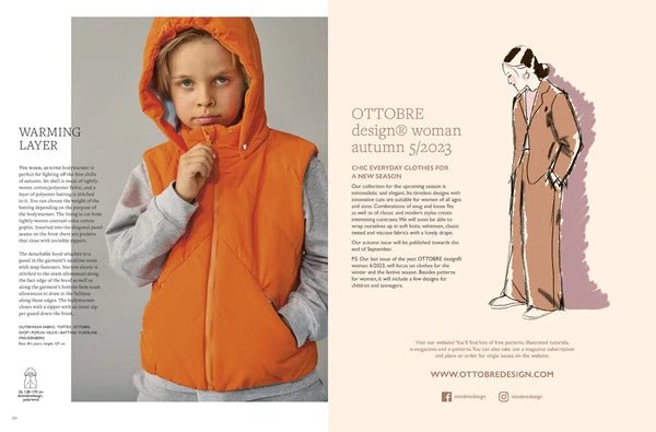 Image du magazine de patrons de vêtements pour enfants OTTOBRE design Kids 4/2023, en anglais, disponible en ligne chez Šarlotes audumi