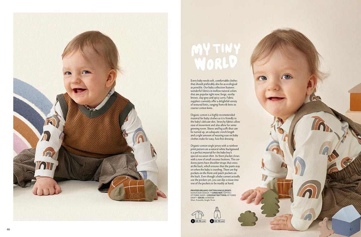 Attēls ar OTTOBRE design Kids Ziema– bērnu apģērbu piegrieztņu žurnāls angļu valodā – pieejams internetā Šarlotes audumi