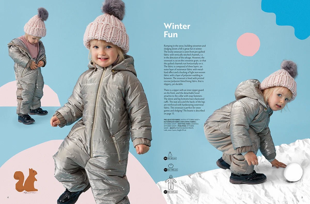 Attēls ar OTTOBRE design Kids Ziema– bērnu apģērbu piegrieztņu žurnāls angļu valodā – pieejams internetā Šarlotes audumi