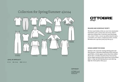 Image du magazine de patrons de vêtements pour femmes OTTOBRE design Woman 2/2024, en anglais, disponible en ligne chez Šarlotes audumi