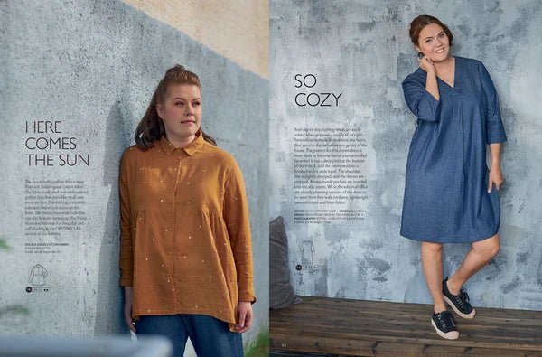 Attēls ar OTTOBRE design Woman 5/2020 – sieviešu apģērbu piegrieztņu žurnāls angļu valodā – pieejams internetā Šarlotes audumi