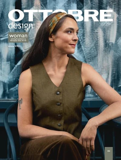 Image du magazine de patrons pour vêtements femme OTTOBRE design Woman 5/2023, en anglais – disponible en ligne chez Šarlotes audumi