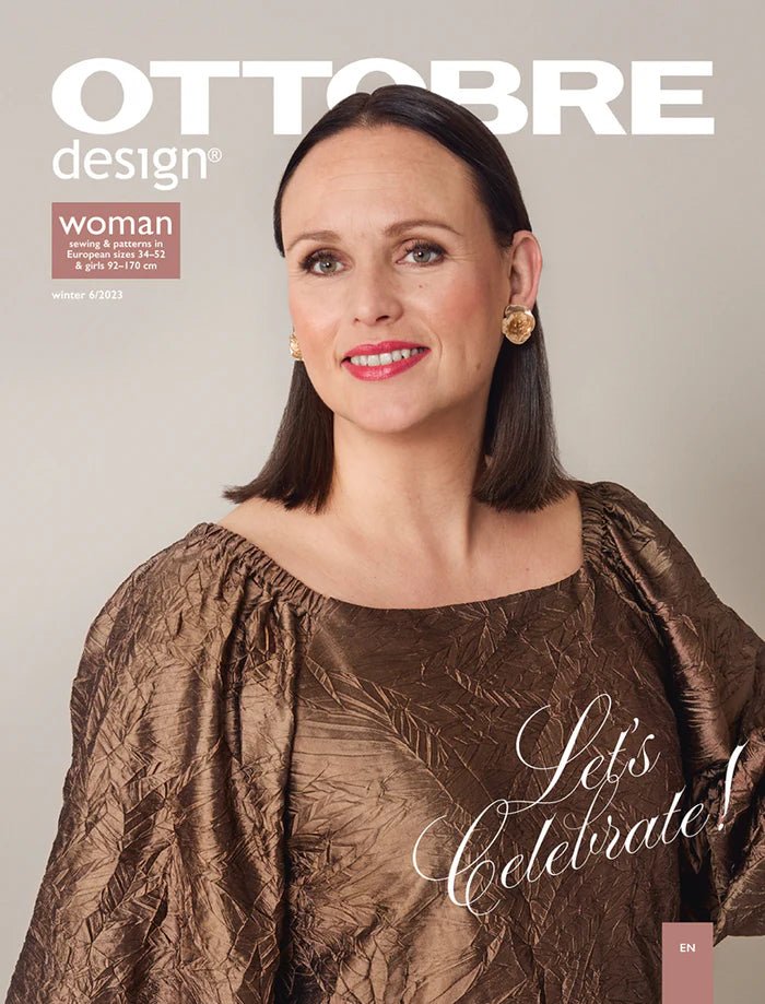 Image du magazine de patrons de vêtements pour femmes OTTOBRE design Woman 6/2023, en anglais – disponible en ligne chez Šarlotes audumi