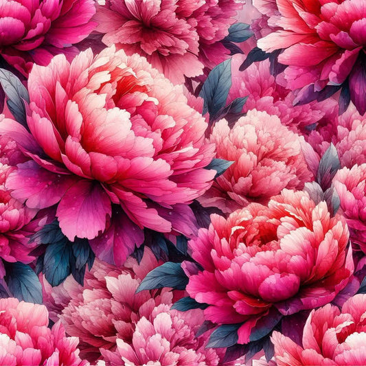 Tissu Oxford à motif pivoine 220 g/m² pour projets de couture