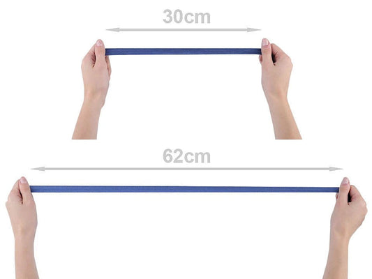 Image with folded elastic – 1.6 cm cornflower blue with sheen – available at Šarlotes audumi